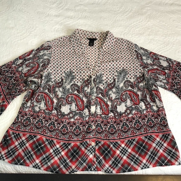 Lane Bryant Plus 3/4 Sleeve Collar V-neckline Button Up Chiffon Top Size 18/20 - Picture 7 of 10